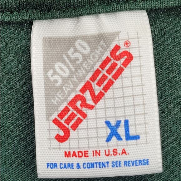 Jerzees Vintage Green Asian Quilted Patch Coin Embellished Short Sleeve T Shirt - Picture 4 of 13